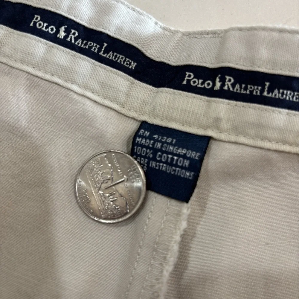 Vintage Polo Ralph Lauren Andrew Shorts Chino Men's 40 Double Pleat Beige Khaki